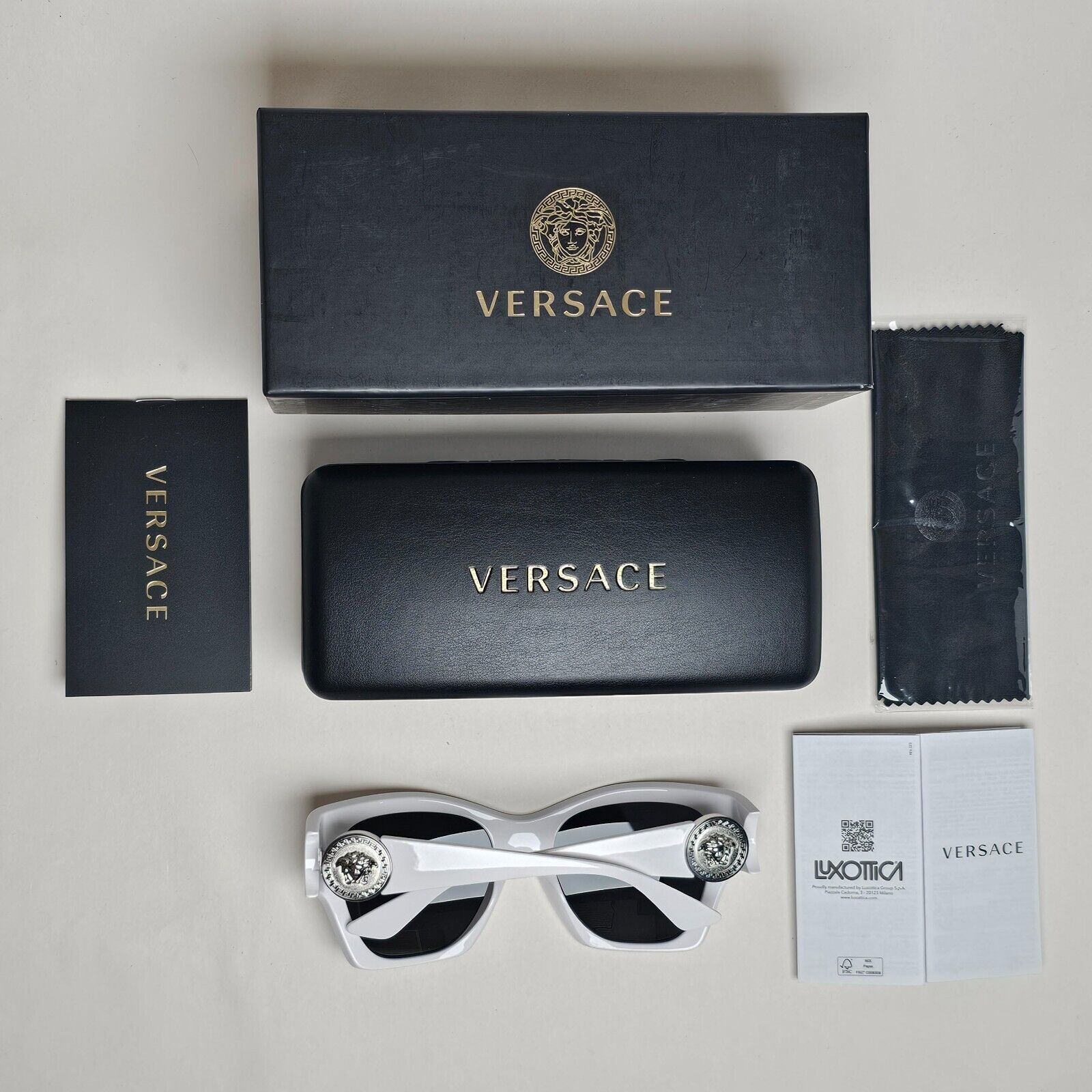 Versace Sunglasses White Silver Medusa Grey Square MOD VE 4452 314/87 54mm