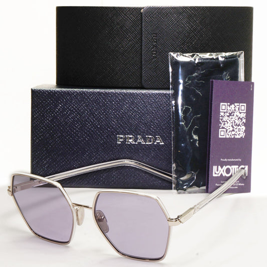 Prada Sunglasses Violet Silver Tranparent Hexagonal PR56YS SPR 56Y 1BC-09M 58mm