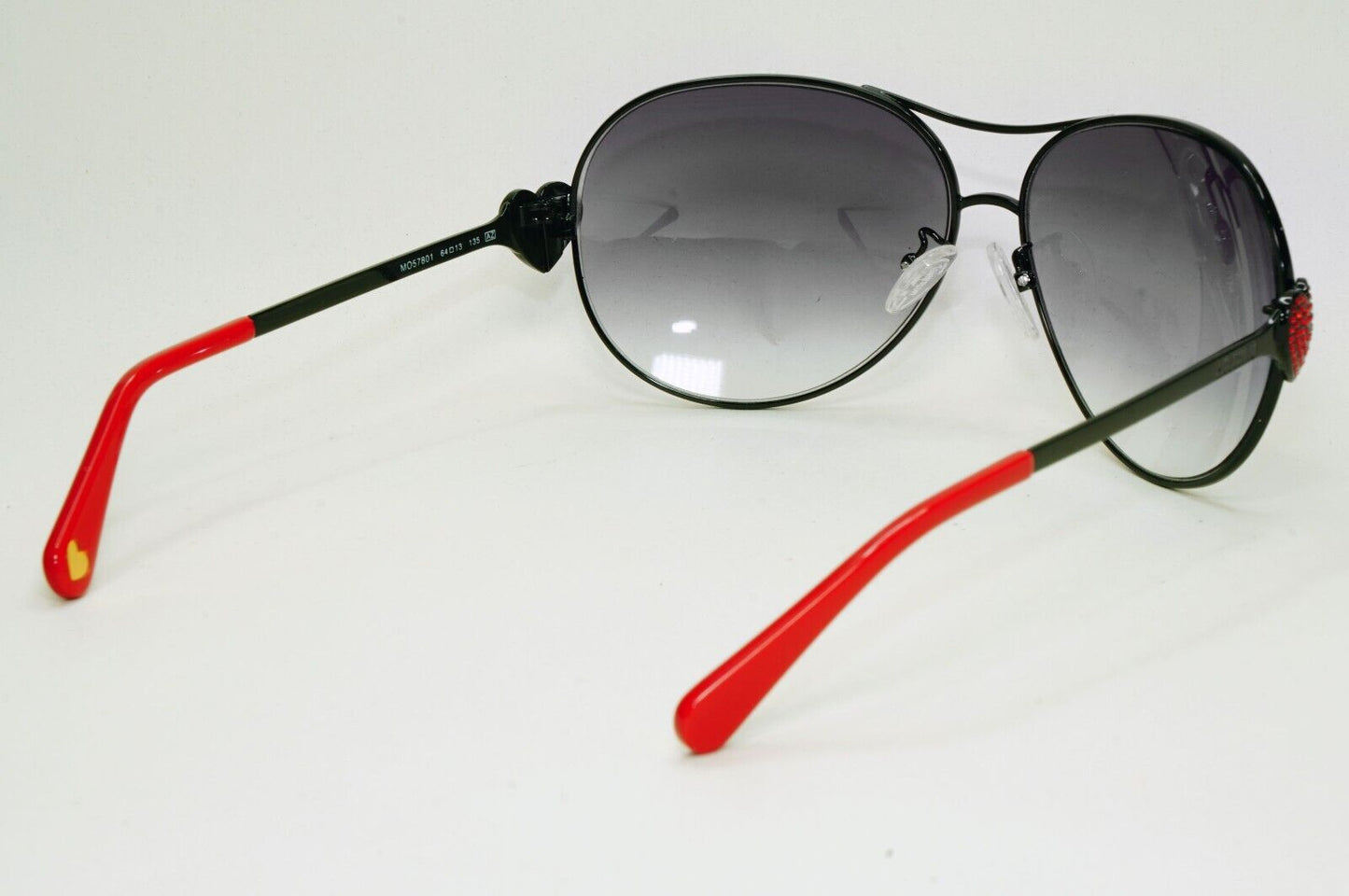 Moschino Sunglasses 2005 Vintage Black Grey Pilot Red Heart MO578 01 101124
