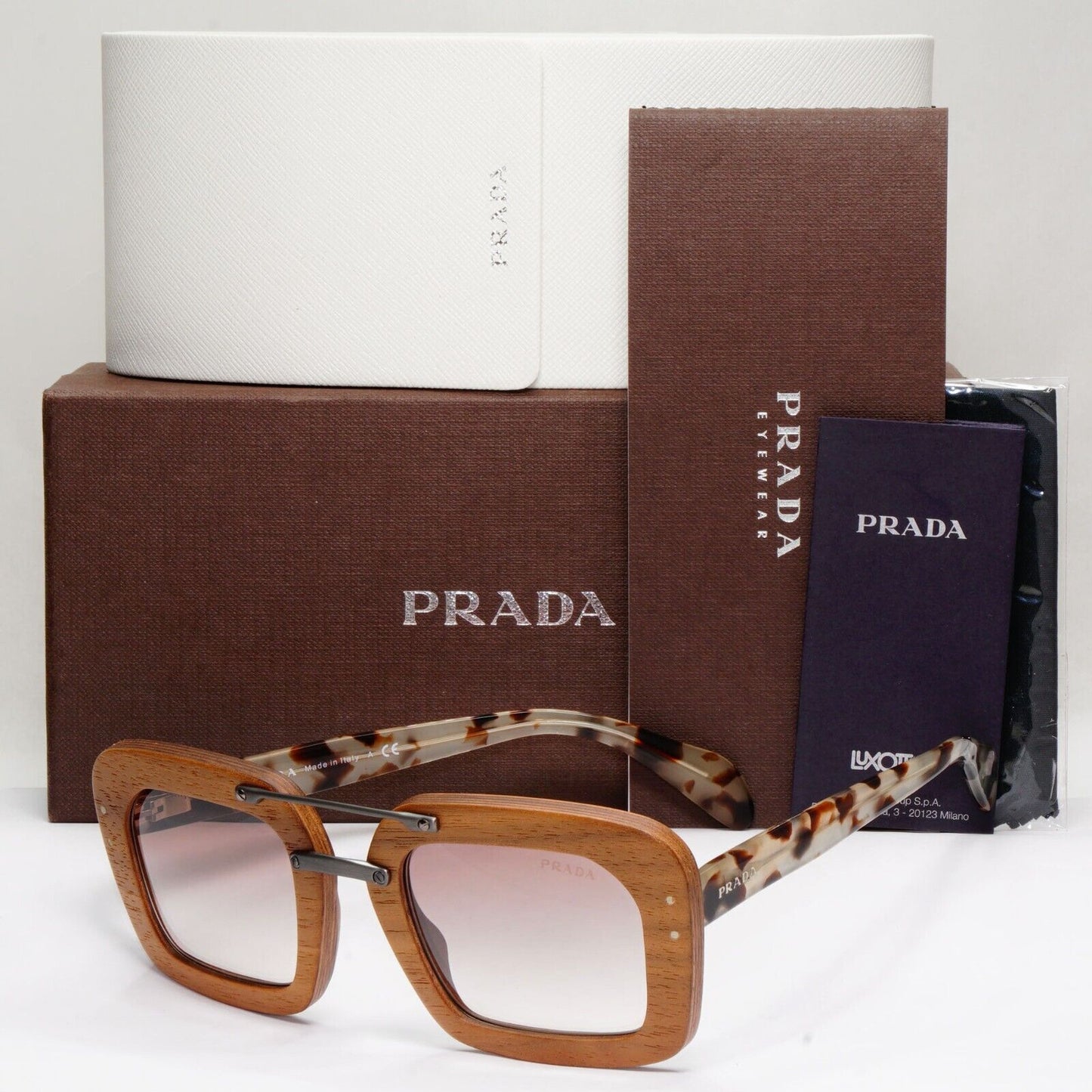 Prada Sunglasses Wood Square 2015 Brown Tortoise PR30RS SPR 30R IAM-4O0 051223