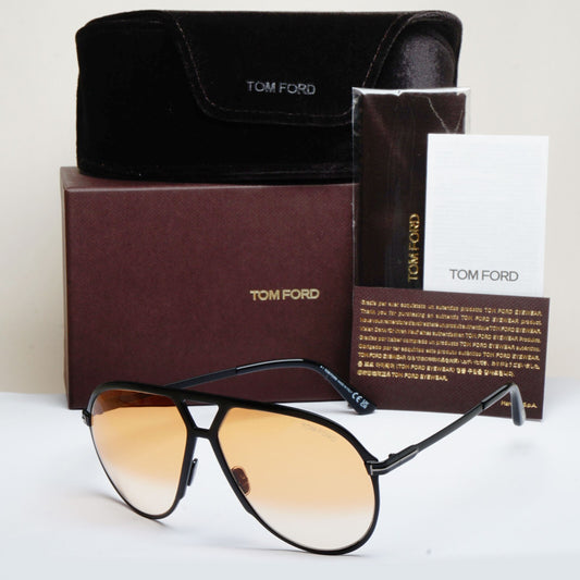 Tom Ford Sunglasses Xavier Black Yellow Large Pilot FT1060 TF 1060 01F [a]