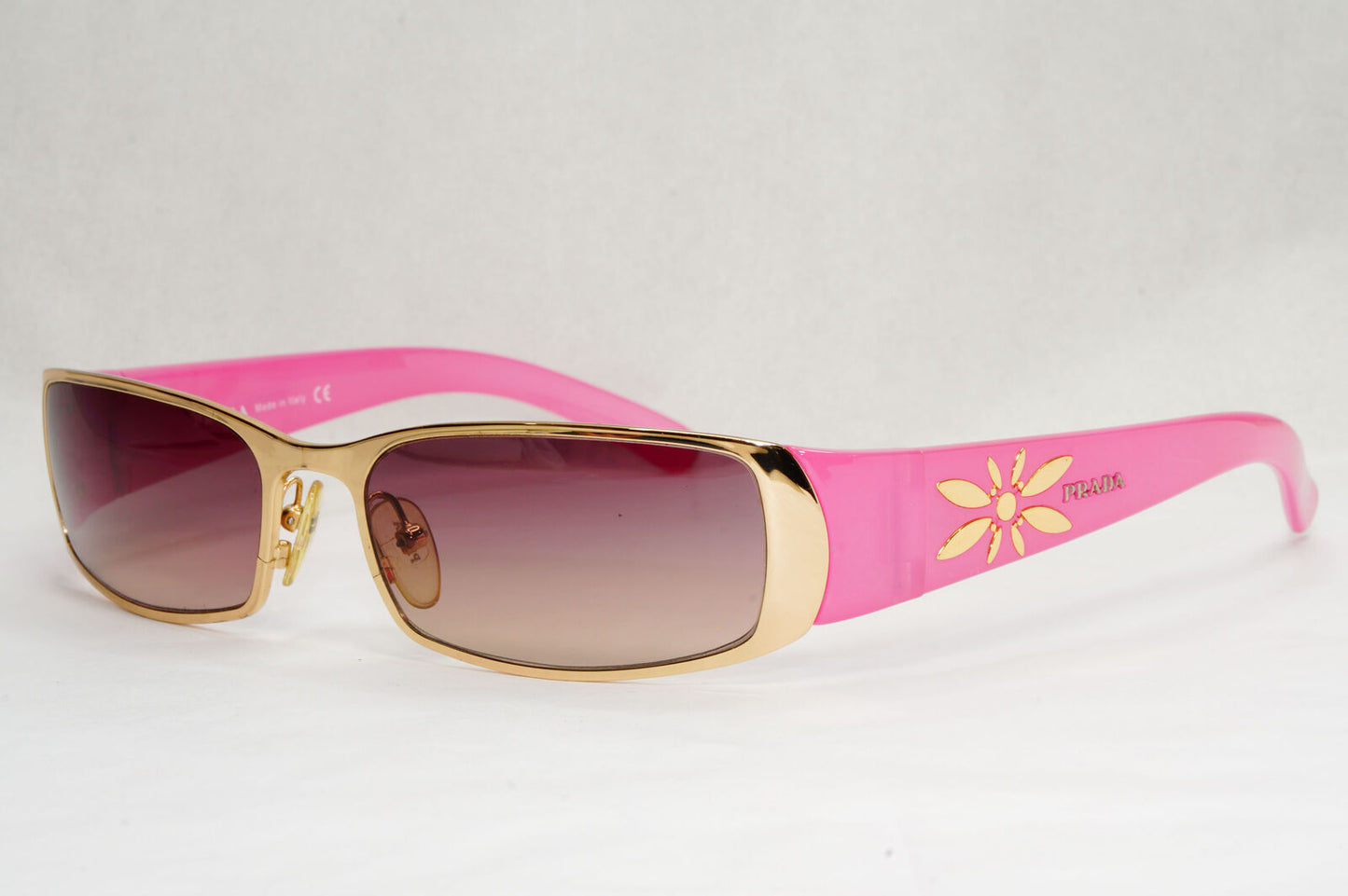 Prada Sunglasses 2006 Vintage Pink Gold Rectangle PR55GS SPR 55G 5AK-6S1 180124