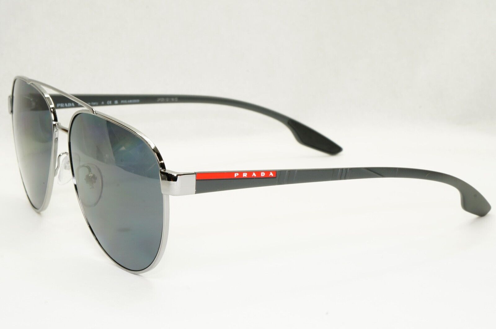 Prada Sunglasses Polarized Gunmetal Grey Metal Pilot PS54TS SPS 54T 5AV-5Z1