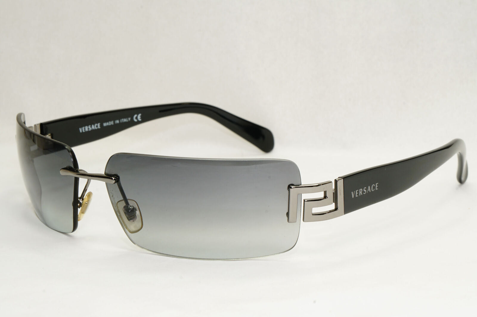 Versace Sunglasses 2004 Vintage Rimless Black Grey MOD 2017 1001/8G 180124