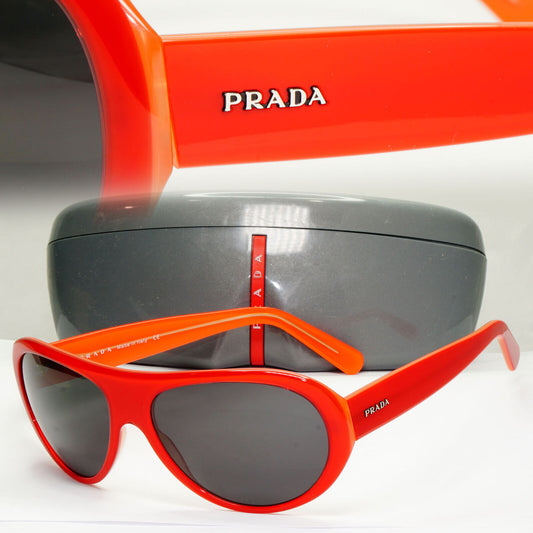 Prada 2005 Vintage Sunglasses Red Orange Black PR14FS SPR 14F 5AX-1A1 251122
