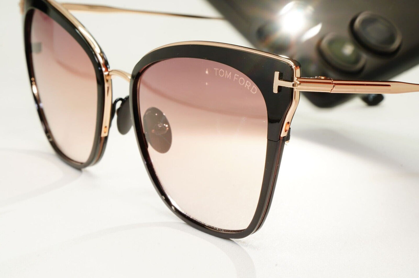 Tom Ford Sunglasses Faryn Titanium Black Gold Brown Gradient FT0843 TF 843 01F