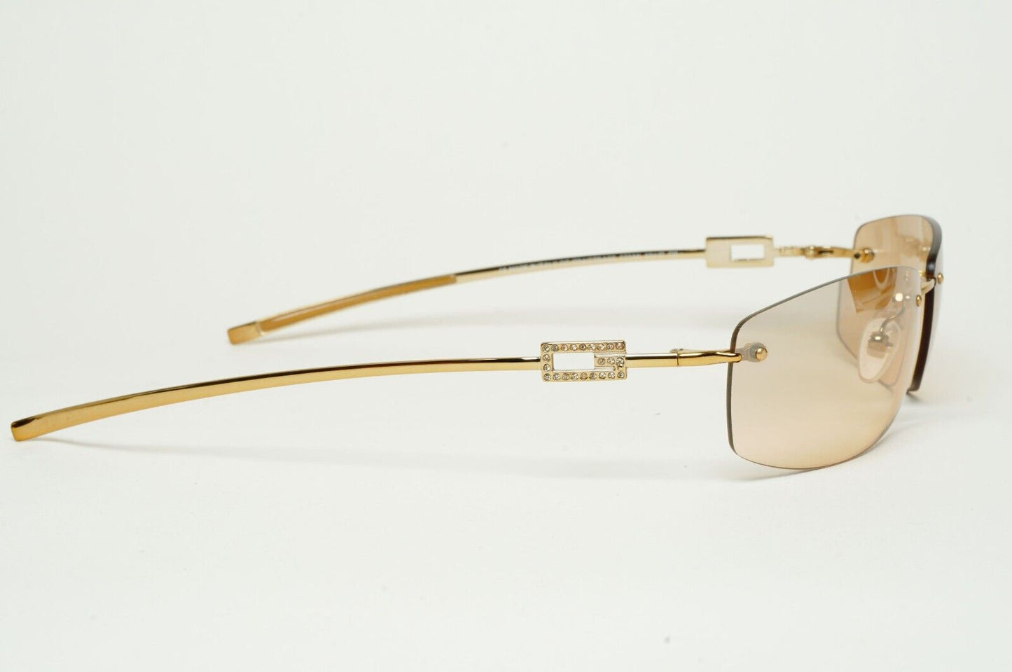 Gucci Sunglasses 1997 Vintage Gold Rimless GG 1784/STRASS 577AK 60mm 100225