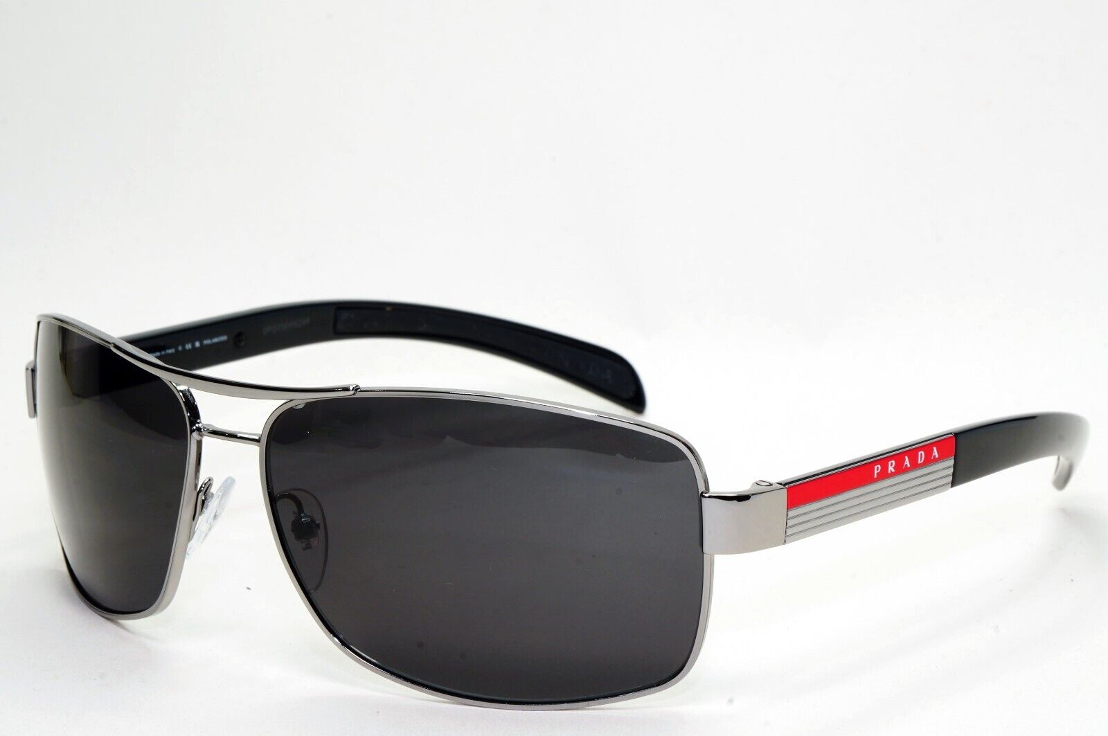 Prada Sunglasses Black Gunmetal Wrap Navigator PS54IS SPS 54I 1AV-5Z1 210924