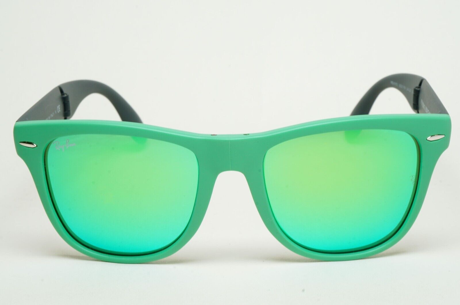 Ray-Ban Sunglasses Folding Wayfarer Green Mirror Black RB 4105 6021/19 54mm