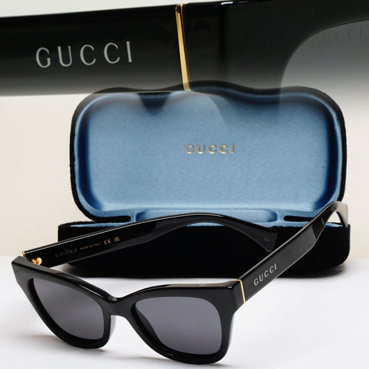 Gucci Sunglasses 2022 Black Glossy Square GG1133S 001 52mm 250125