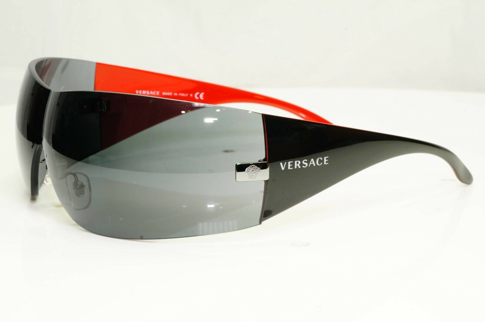 Authentic Versace Sunglasses Black Shield Mens Womens Visor Ski 2054 1001/87