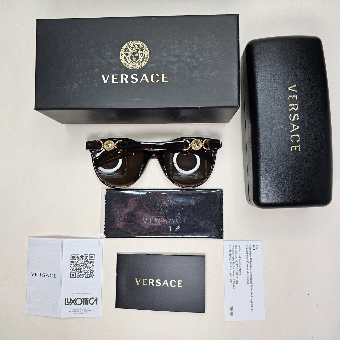 Versace Sunglasses Brown Havana Gold Round Lens Oversized MOD VE 4442-F 108/3