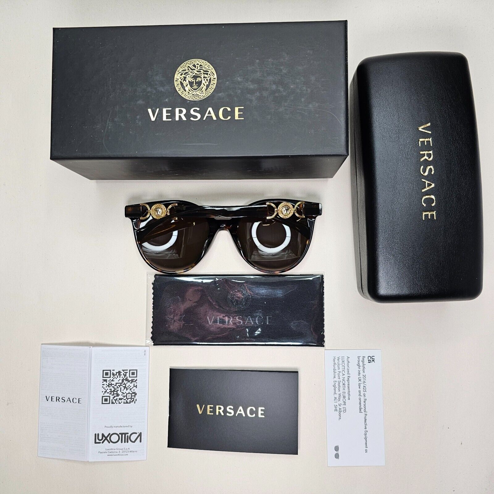 Versace Sunglasses Brown Havana Gold Round Lens Oversized MOD VE 4442-F 108/3