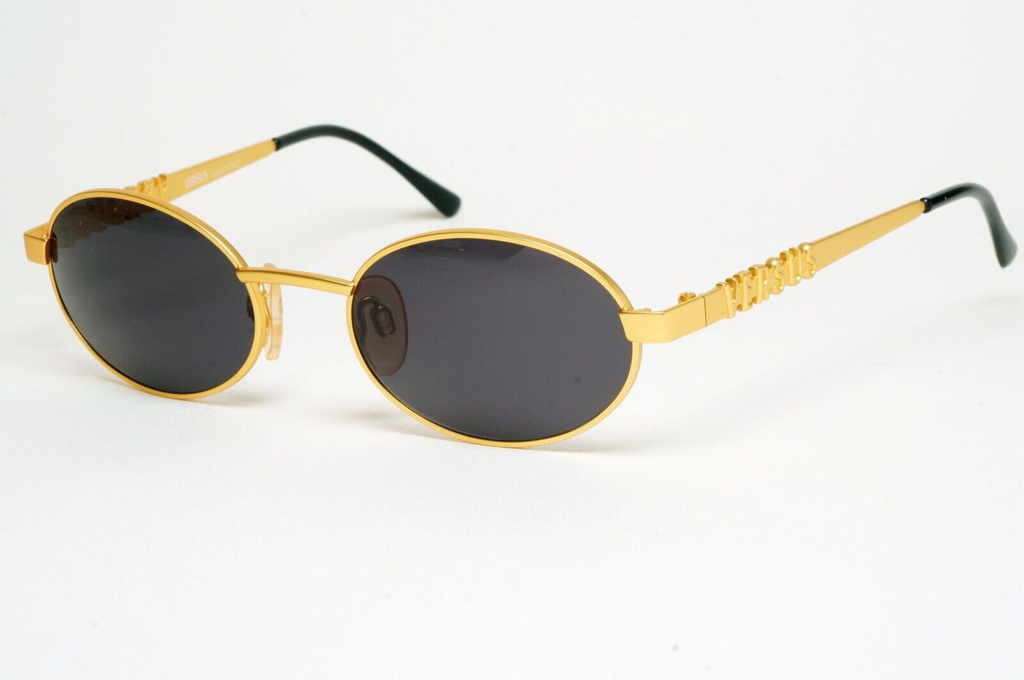 Versus Sunglasses 1996 by Gianni Versace Vintage Gold Black Oval MOD R26 COL 13M