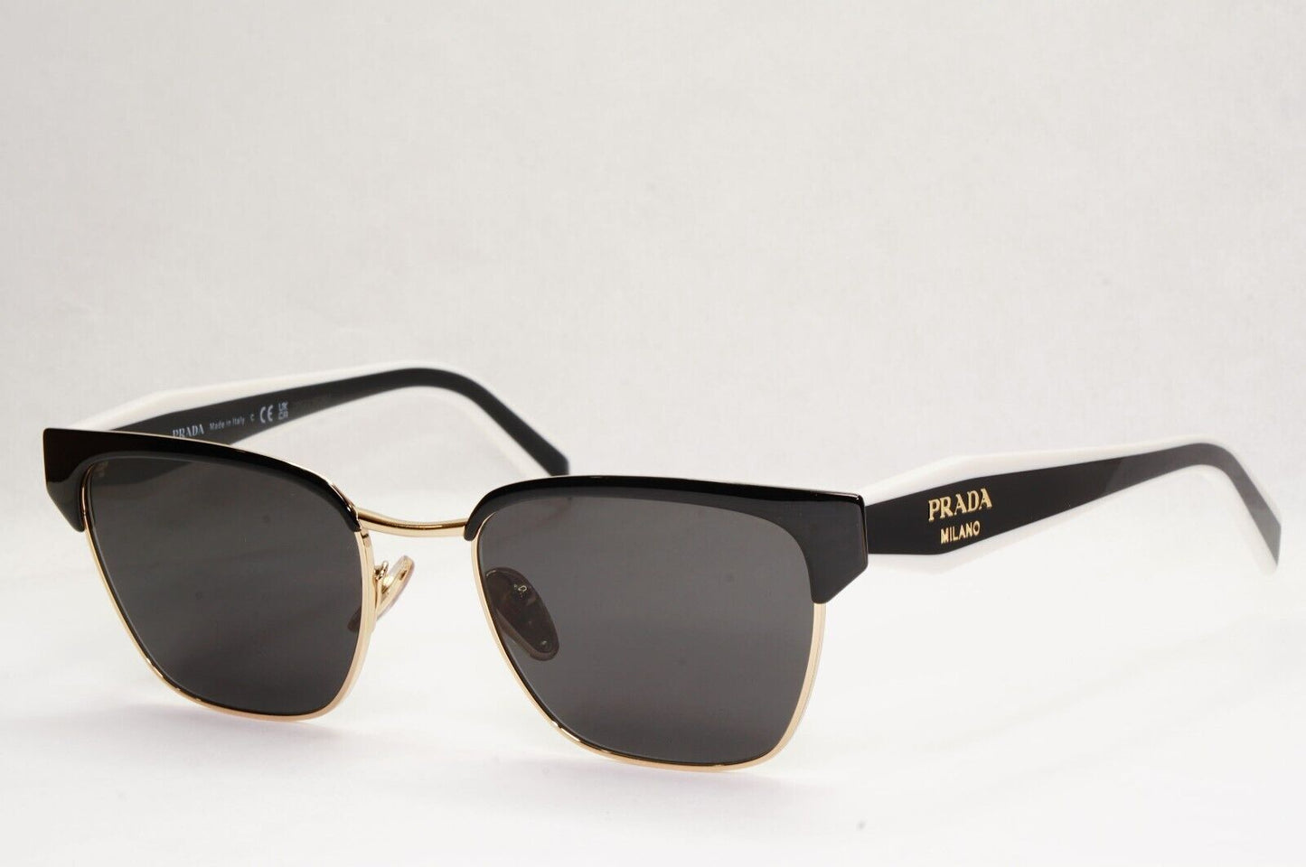 Prada Sunglasses Black Gold White Square Milano PR65YV VPR 65Y 18A-1O1 51mm