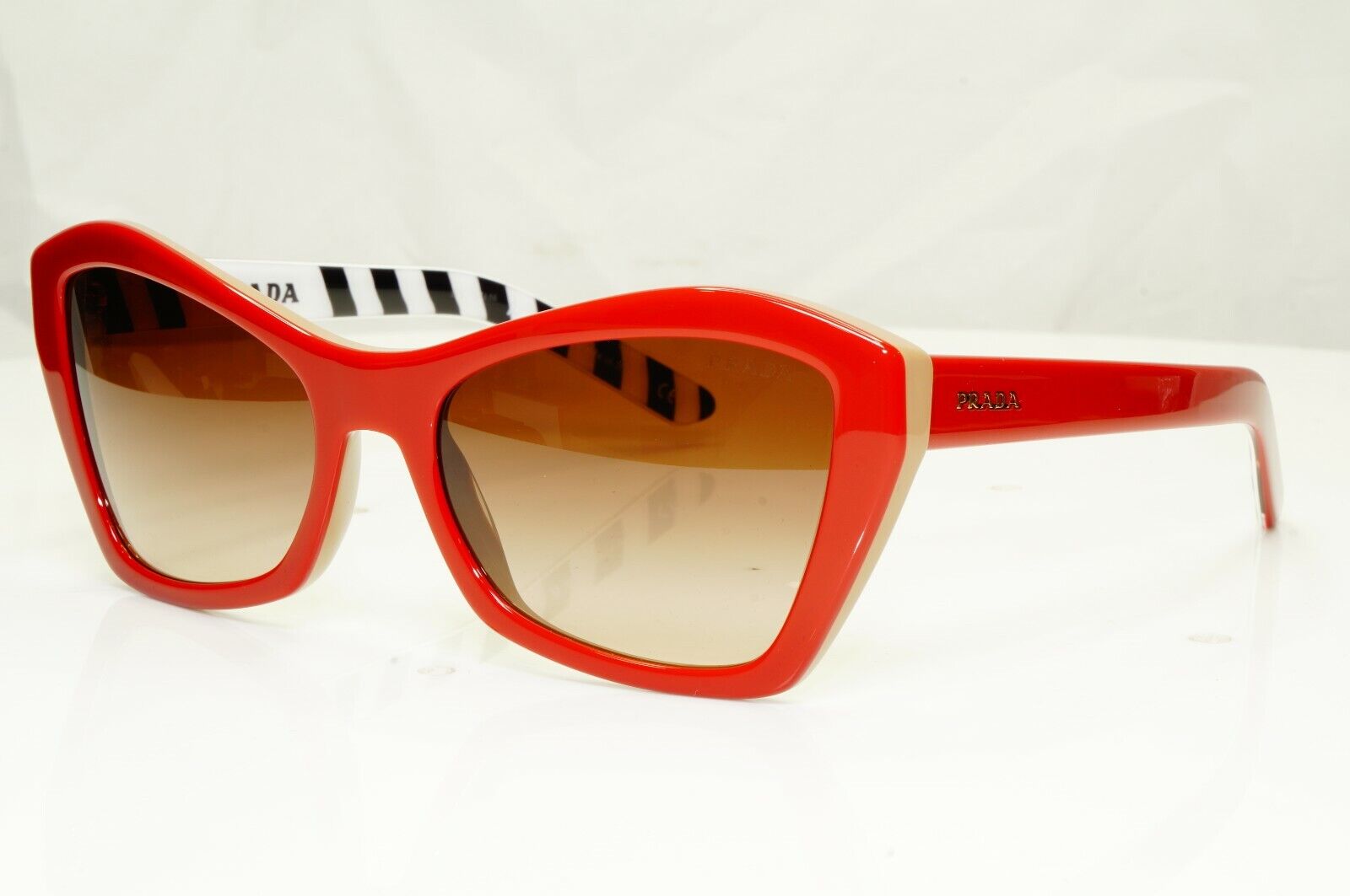 Prada Red Brown Sunglasses Ultravox Fashion Blogger Womens SPR 07X 543-6S1
