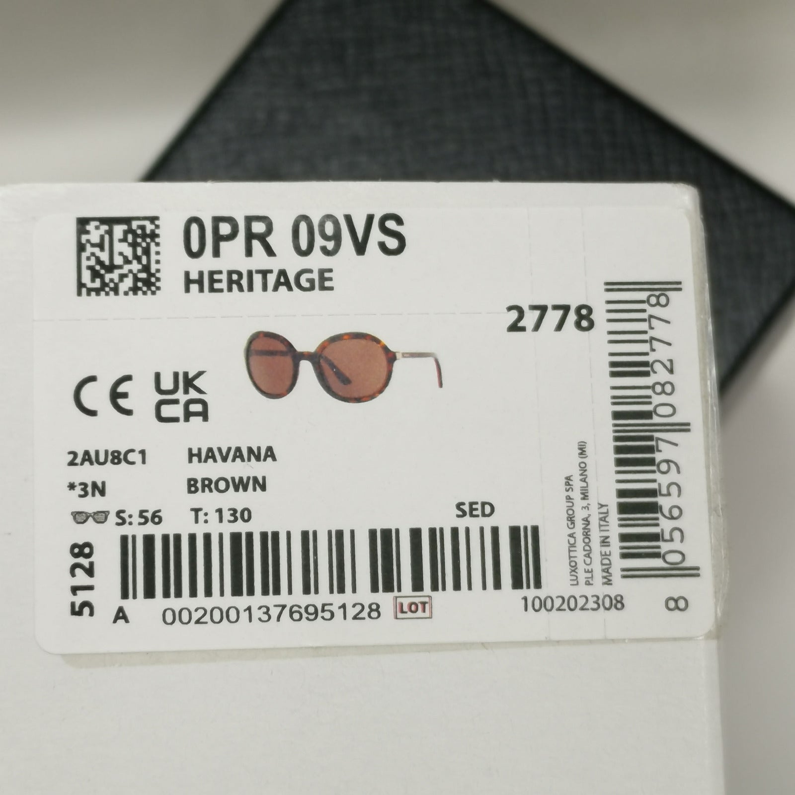 Prada Sunglasses Round Brown Havana Tortoiseshell PR09VS SPR 09V 2AU-8C1 56mm