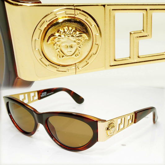 Gianni Versace Sunglasses 1996 Vintage Brown Gold Medusa Brown MOD 492 COL 900