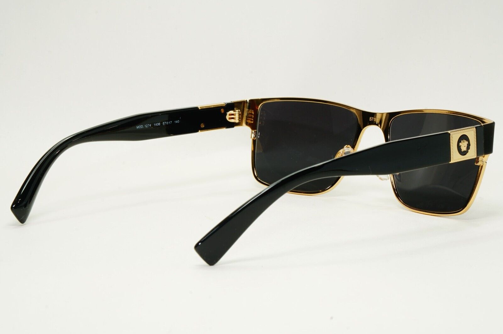 Versace Sunglasses Black Gold Medusa Square Metal MOD VE 1274 1436 57mm