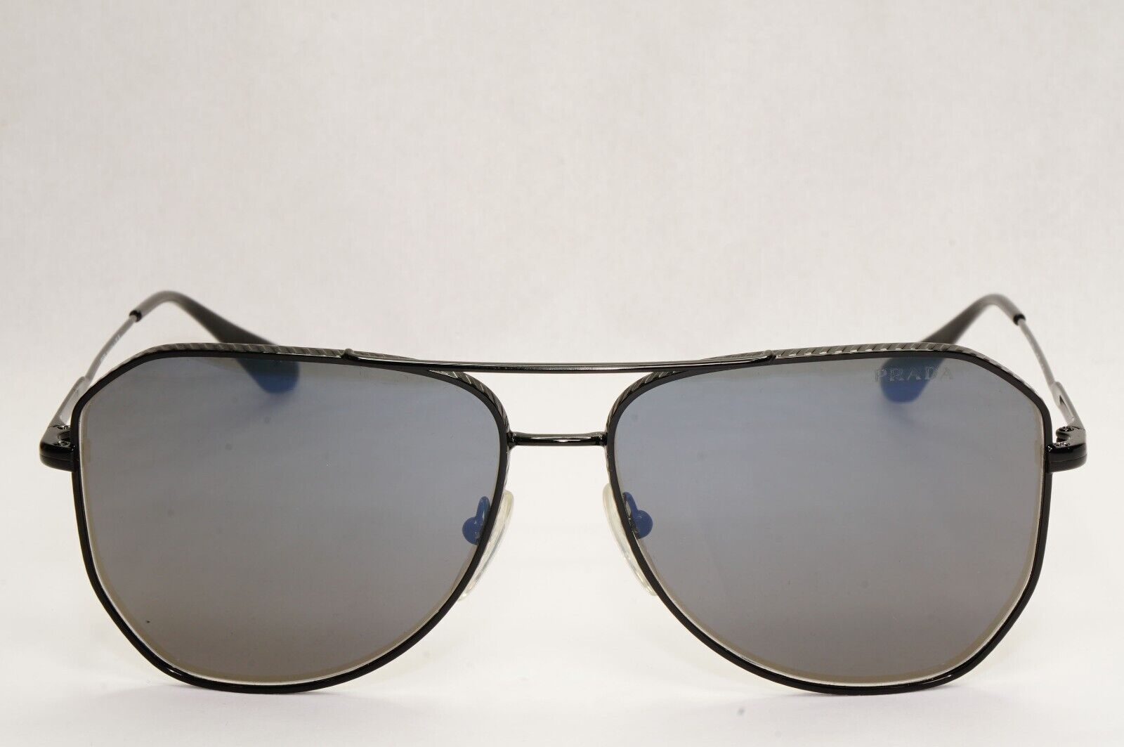 Prada Sunglasses Black Glass Lens Grey Pilot Metal Square PR63XS SPR 63X 1AB-731