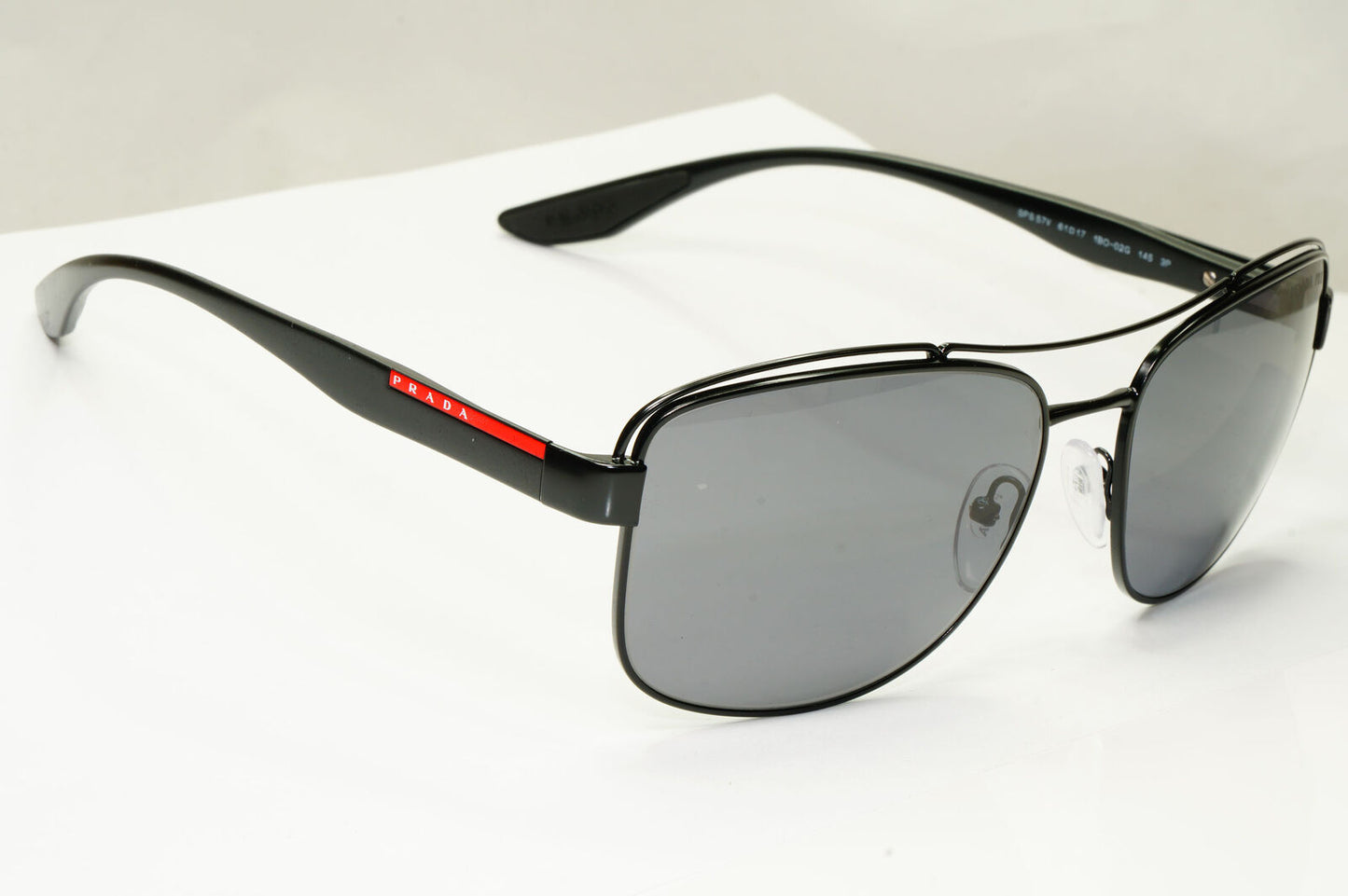 Prada Polarised Sunglasses Black Grey Pilot Metal PS57VS SPS 57V 1BO-02G