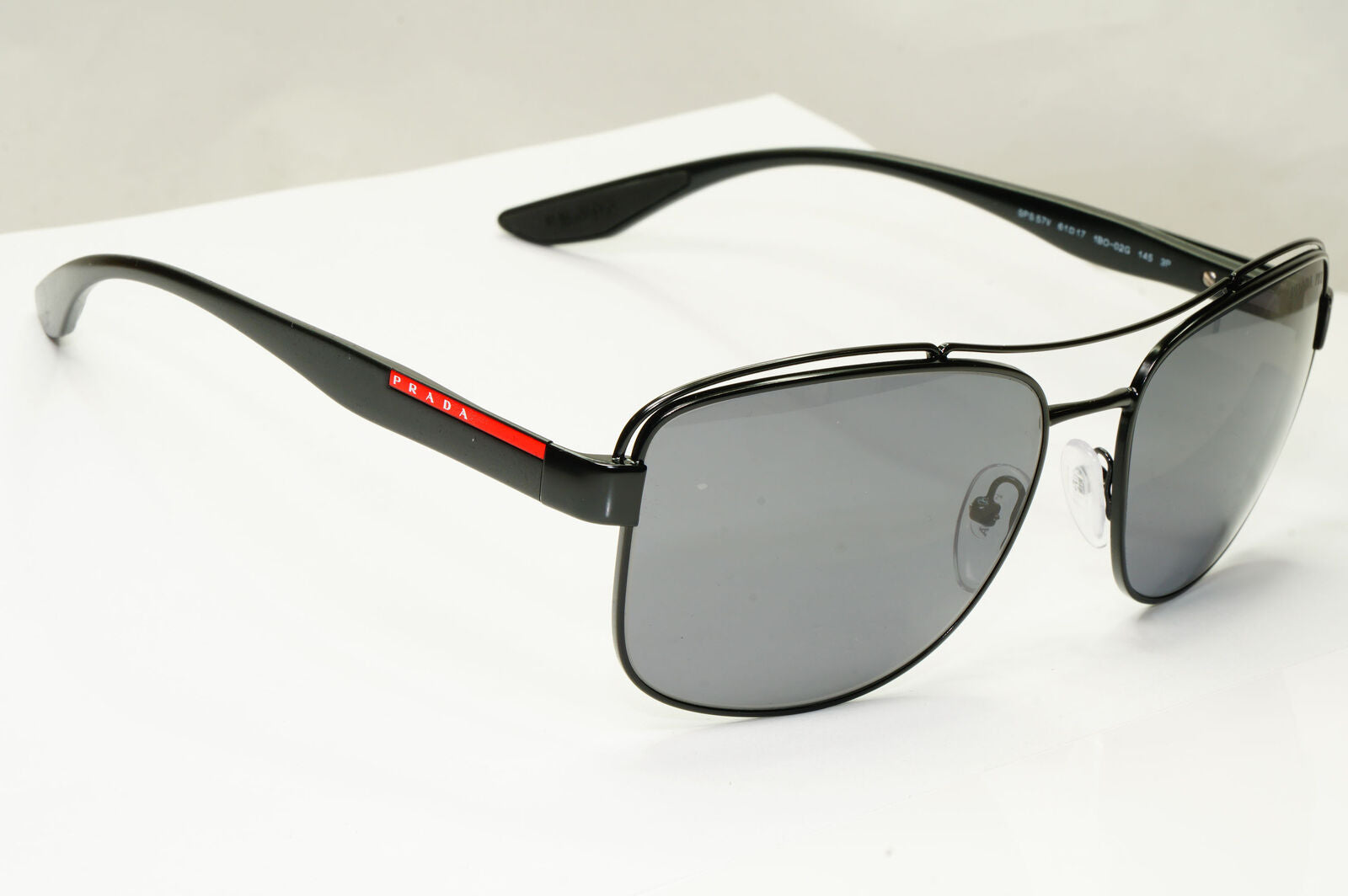 Prada Polarised Sunglasses Black Grey Pilot Metal PS57VS SPS 57V 1BO-02G