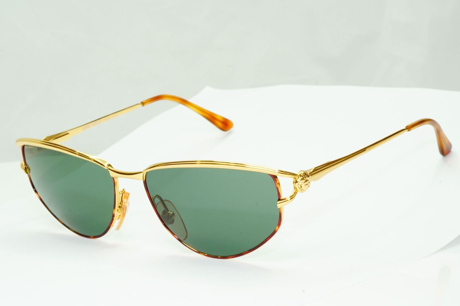 Gianni Versace 1995 Sunglasses Vintage Gold Green Square Metal MOD V95 COL 07M