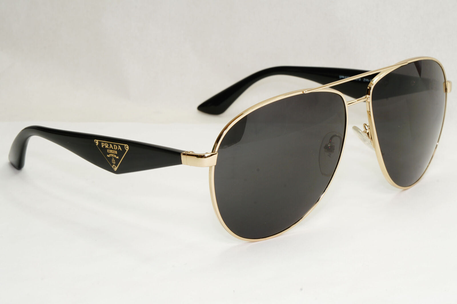 Prada Sunglasses Triangle Logo Black Gold Pilot PR53QS SPR 53Q ZVN-5Z1 130224
