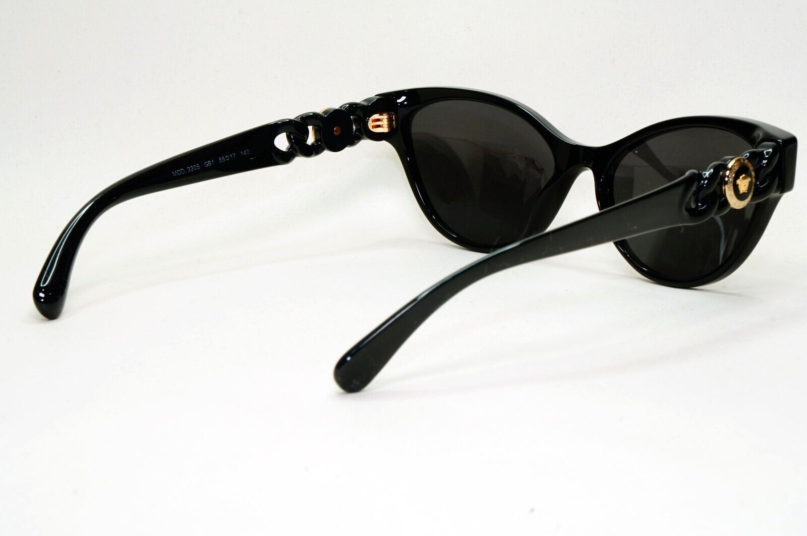 Versace Sunglasses Black Gold Medusa Chain Cat Eye MOD VE 3305 GB1 55mm