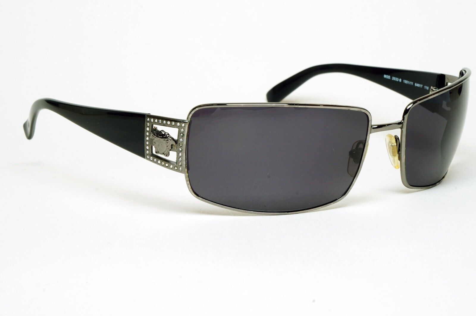 Versace Sunglasses 2004 Vintage Black Gunmetal Wrap MOD 2032-B 1001/11 180125