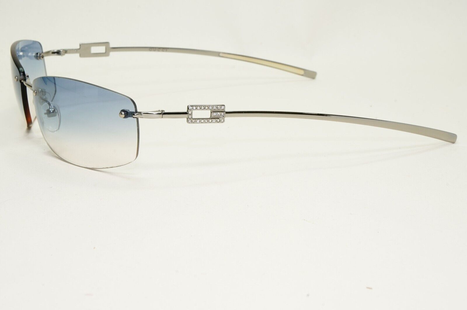 Gucci Sunglasses 1997 Vintage Rimless Silver Blue GG 1784/STRASS 6LBW1 031124