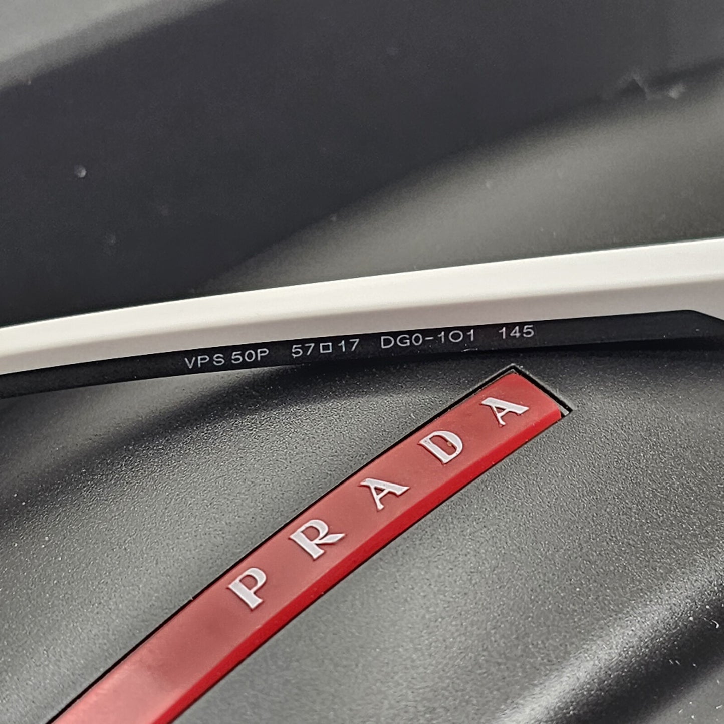 Prada Sunglasses Black White Red Linea Rossa Square PS50PV VPS 50P DG0-1O1 57mm