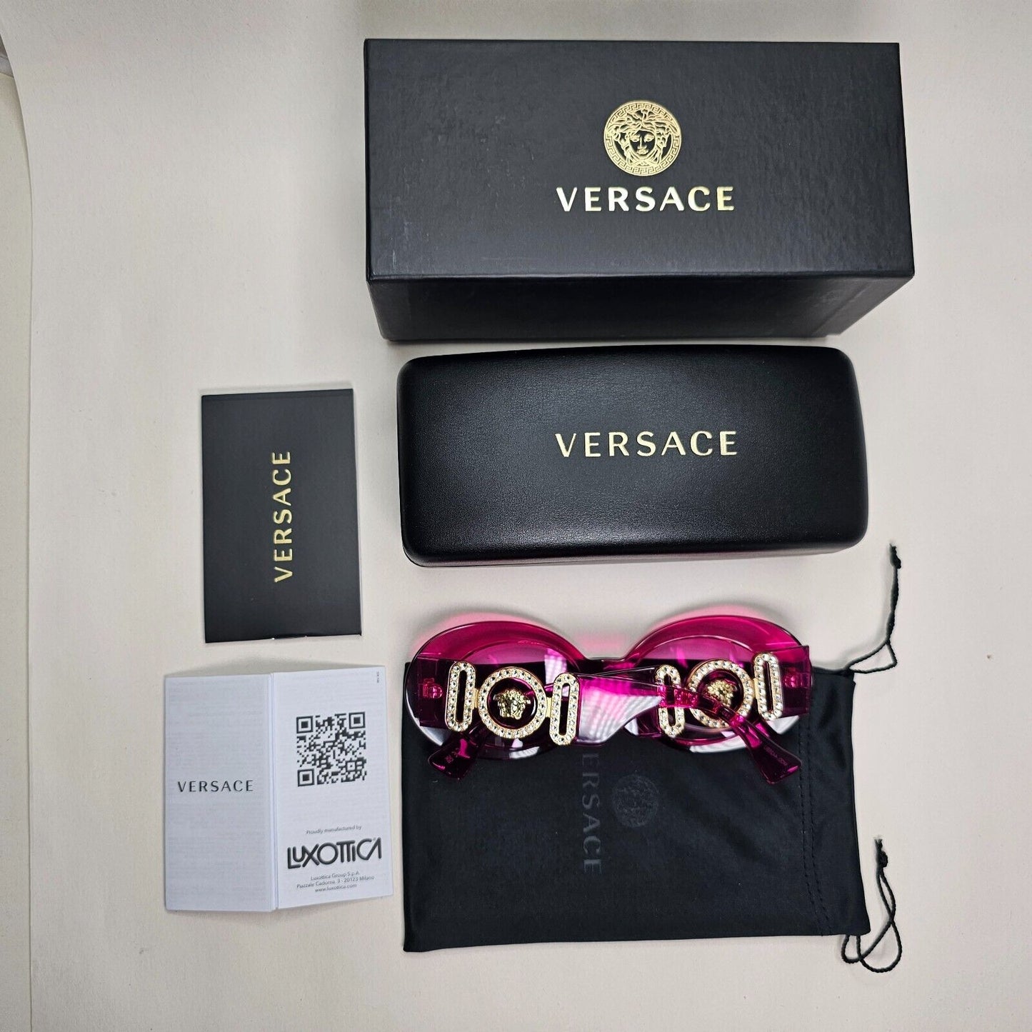 Versace Sunglasses Medusa Fuchsia Transparent Pink Large MOD VE 4426BU 5334/5