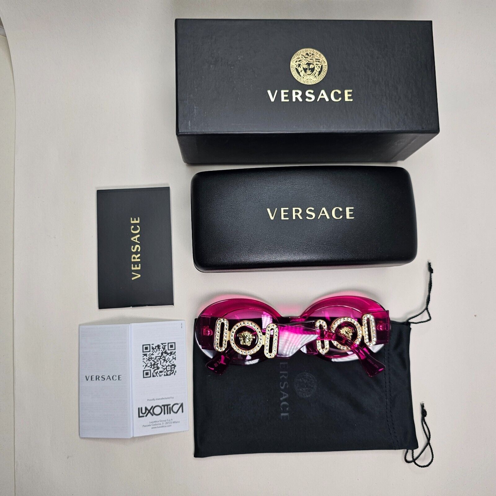 Versace Sunglasses Medusa Fuchsia Transparent Pink Large MOD VE 4426BU 5334/5