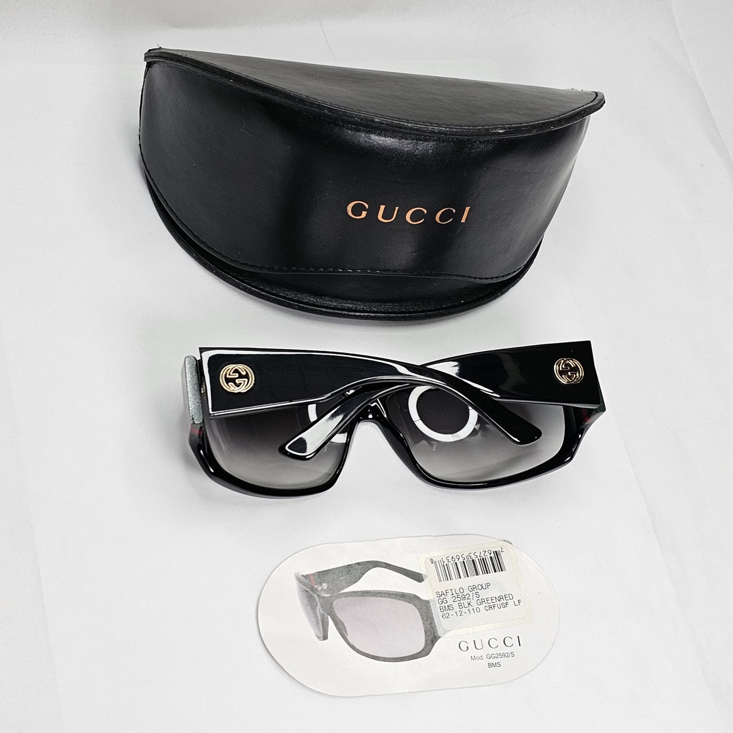 Gucci Sunglasses 1999 Vintage Black Gradient Red Green GG 2592/S BMSLF 131223