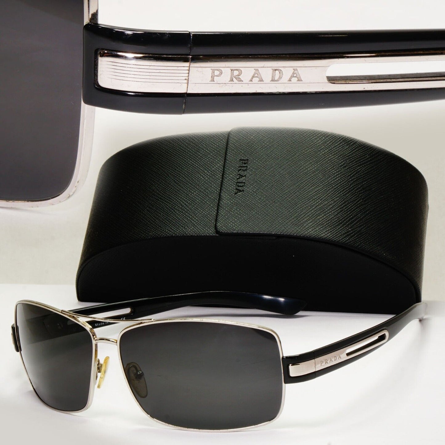 Prada Sunglasses 2011 Vintage Wrap Black Silver PR54IS SPR 54I 1BC-3M1 121223