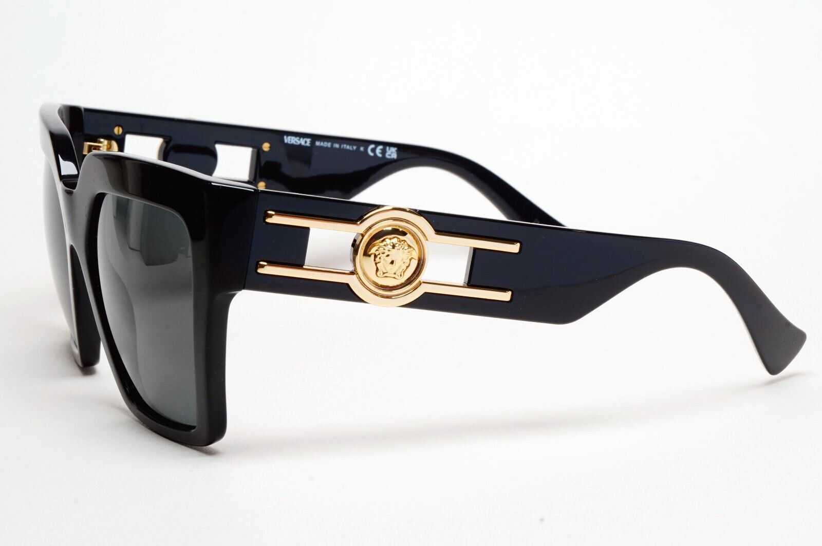 Versace Sunglasses Black Square Butterfly Grey Gold Medusa MOD VE 4458 GB1/87