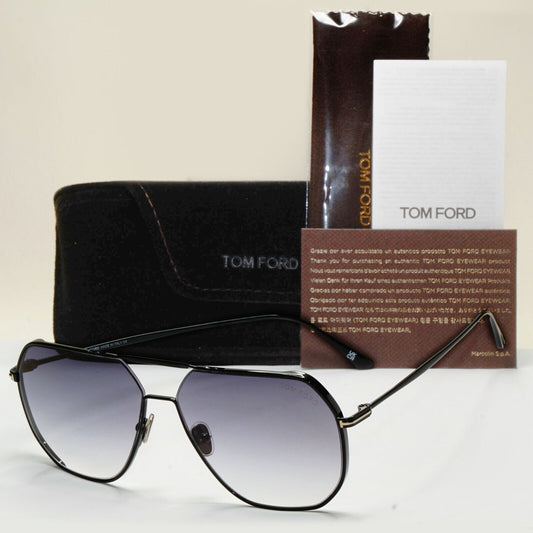 Tom Ford Sunglasses Gilles-02 Black Grey Metal Square FT0852 TF 852 01B 61mm