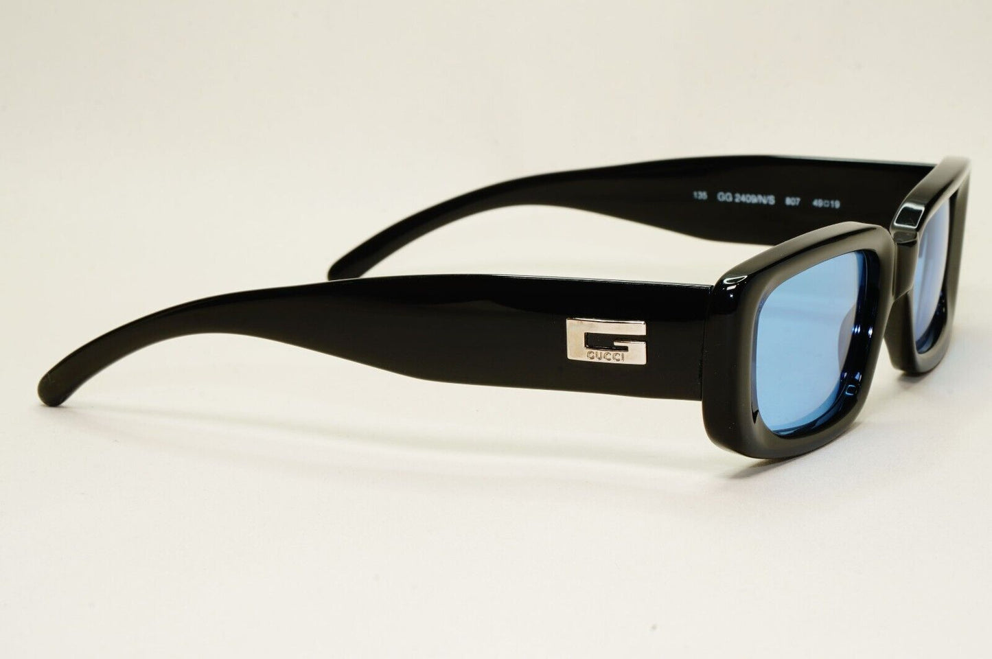 Gucci Sunglasses 1996 Vintage Black Blue Square GG 2409/N/S 807 49mm 141024