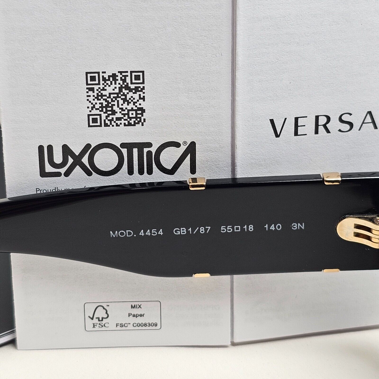 Versace Sunglasses Black Rectangle Grey Gold Medusa MOD VE 4454 GB1/87