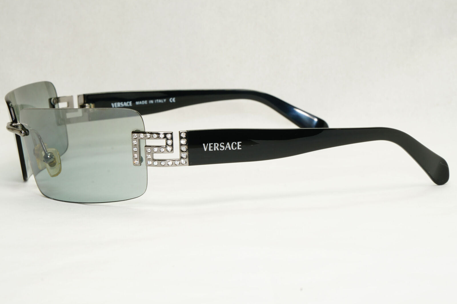 Versace Sunglasses 2004 Vintage Black Grey Mirror Rimless 2010-B 1001/88 140124