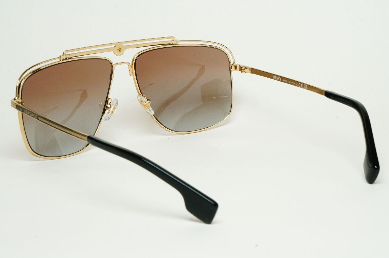 Versace Sunglasses Gold Brown Grey Navigator Pilot MOD VE 2242 1002/89 61mm