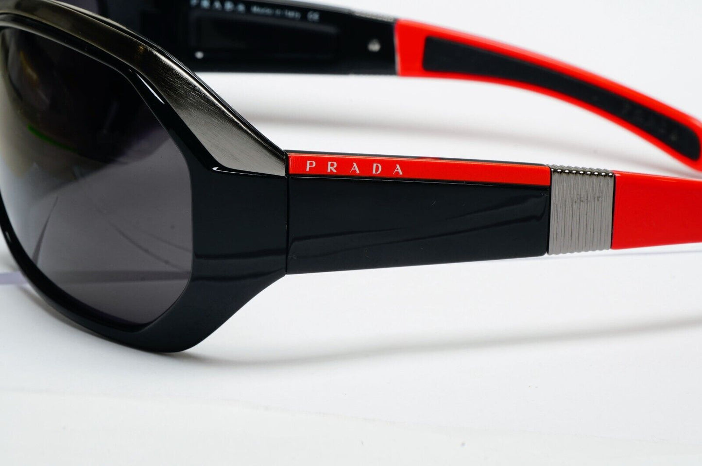 Prada Sunglasses 2006 Vintage Black Red Wrap Rossa PS01HS SPS 01H 7OV-1A1 070125