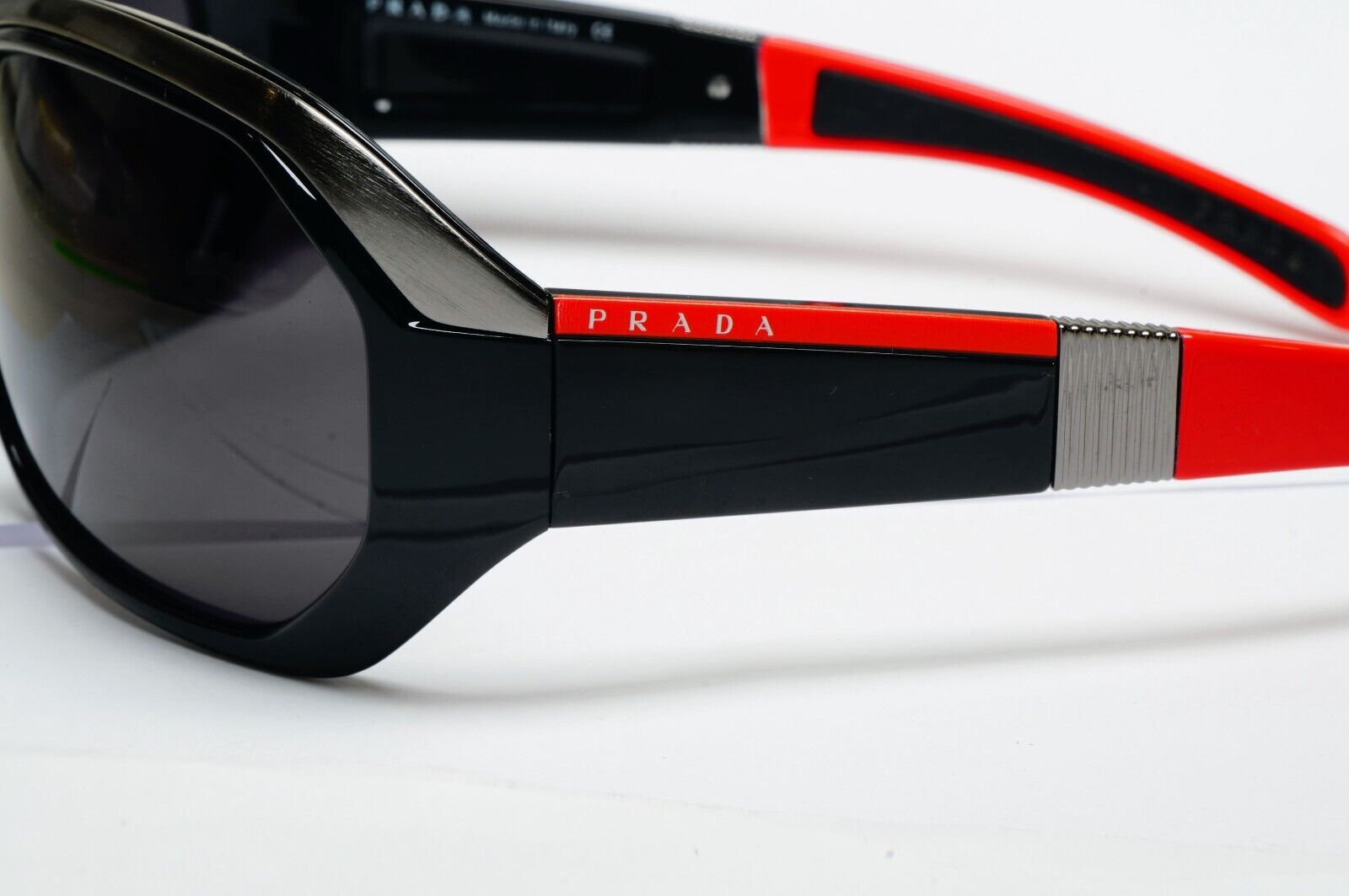 Prada Sunglasses 2006 Vintage Black Red Wrap Rossa PS01HS SPS 01H 7OV-1A1 070125