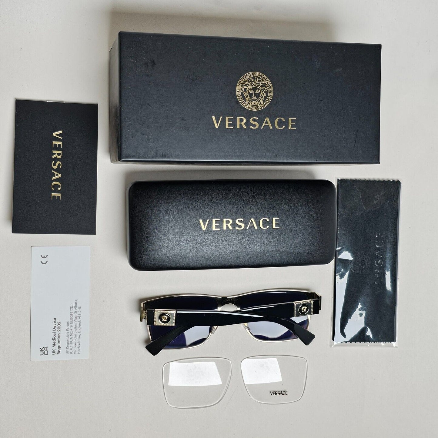 Versace Sunglasses Blue Black Gold Medusa Metal Square MOD 1274 1468 55mm [b]