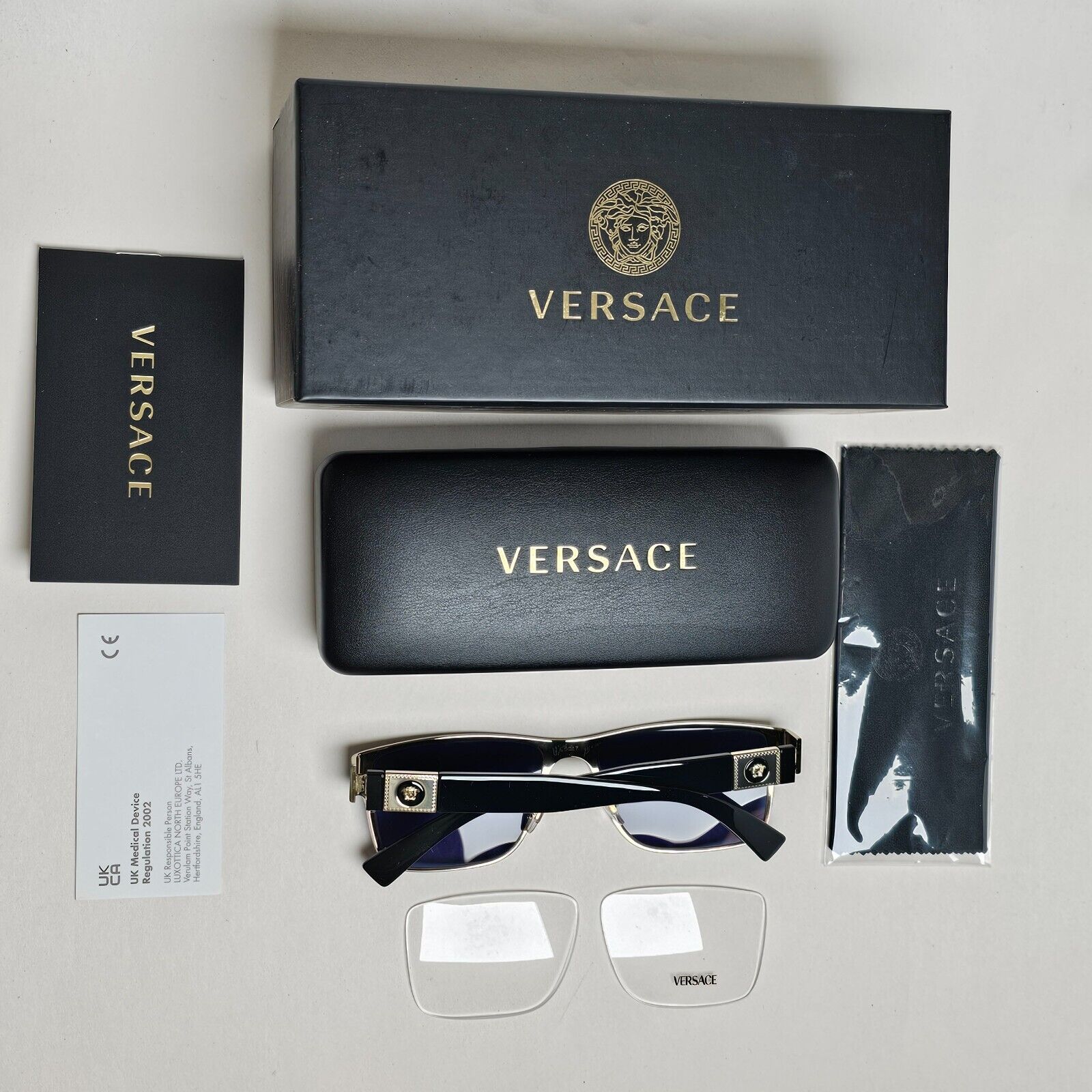 Versace Sunglasses Blue Black Gold Medusa Metal Square MOD 1274 1468 55mm [b]