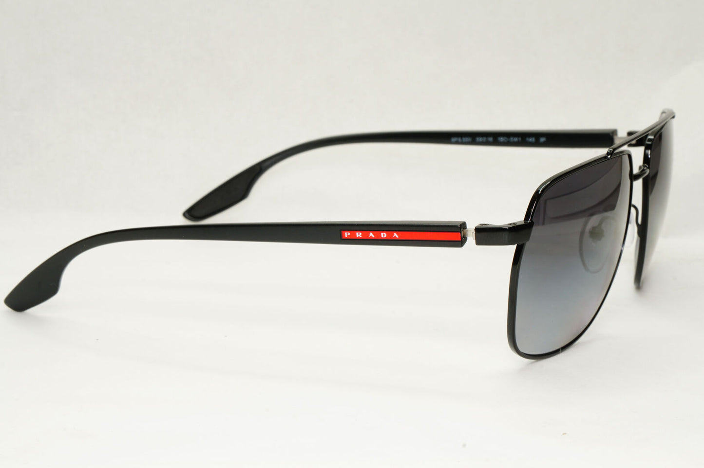 Prada Sunglasses Polarized Black Pilot Square Grey Smoke PS55VS SPS 55V 1BO-5W1