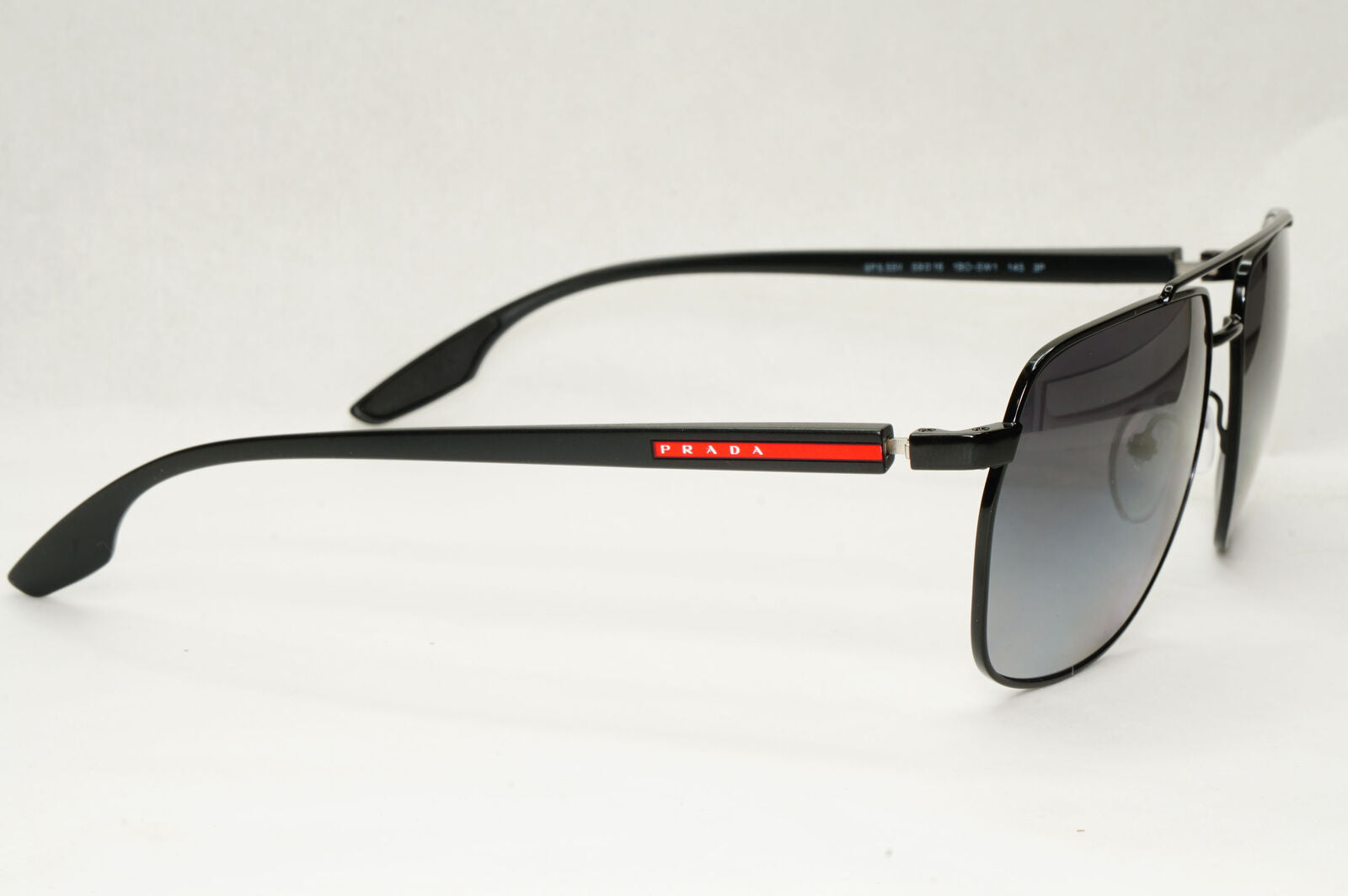 Prada Sunglasses Polarized Black Pilot Square Grey Smoke PS55VS SPS 55V 1BO-5W1