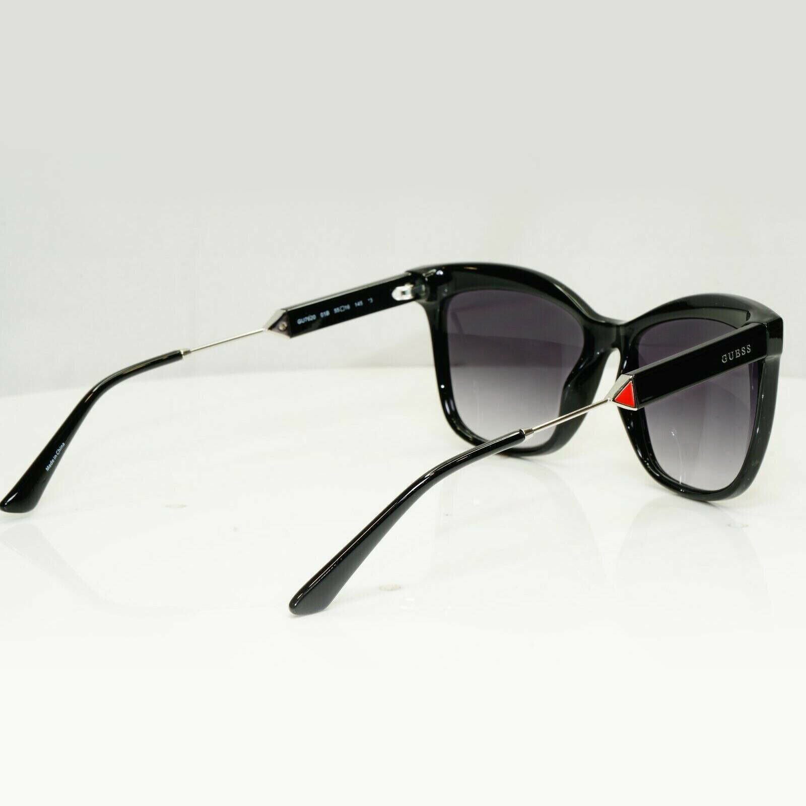 Authentic GUESS Womens Sunglasses Square Glossy Black Gradient Smoke GU 7619 01B