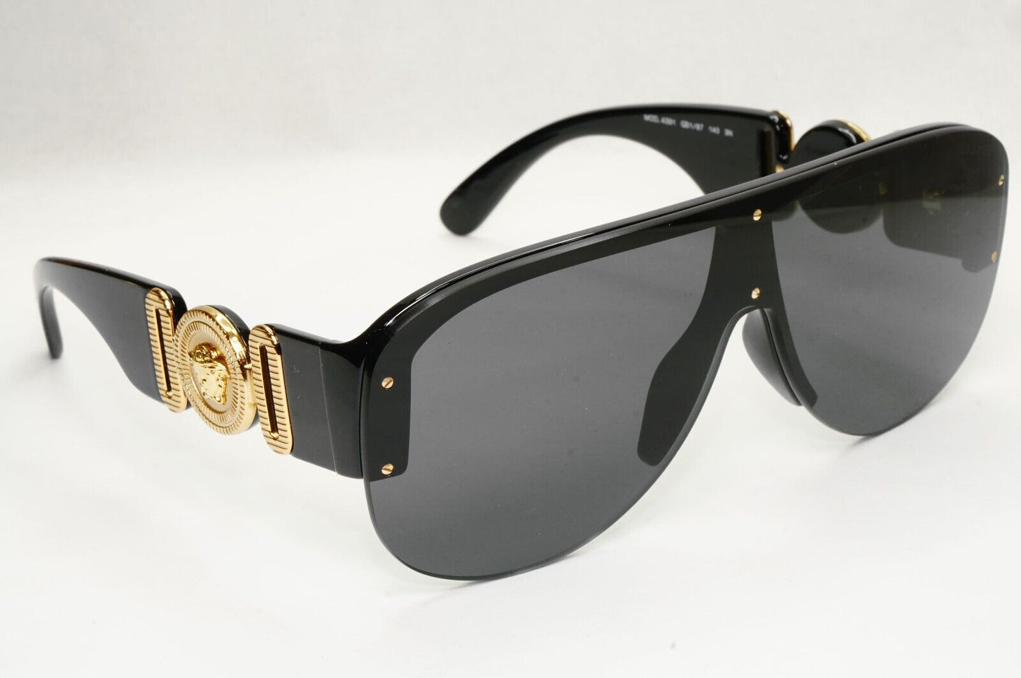 Versace Sunglasses Black Gold Shield Pilot Medusa Biggie MOD VE 4391 GB1/87